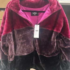 Ugg tricolor women’s fur jacket size medium